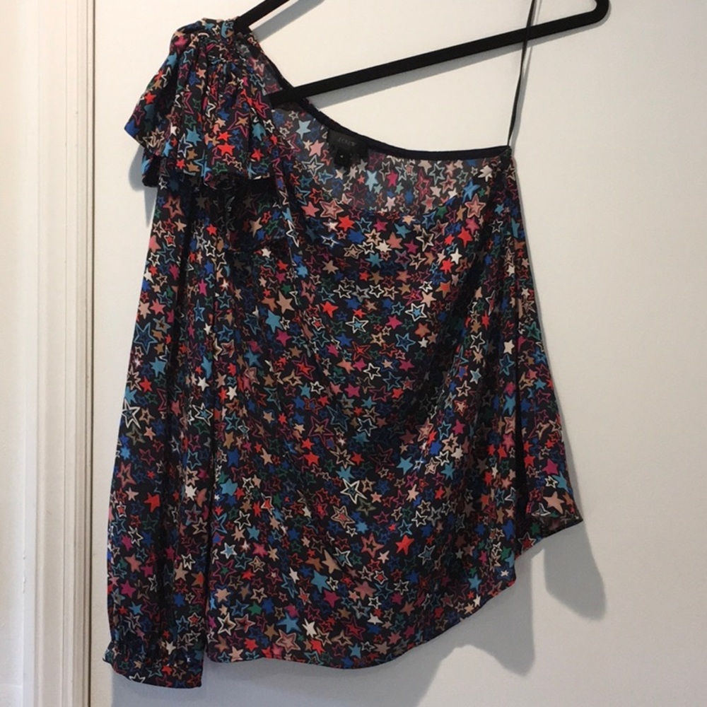 J Crew One-shoulder Starry Blouse